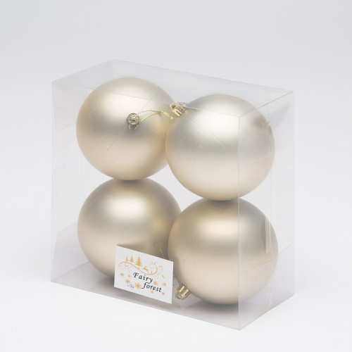 Набор пластиковых шаров Глория 100 мм., шампань матовый, 4 шт., ЕлкиТорг (150409)