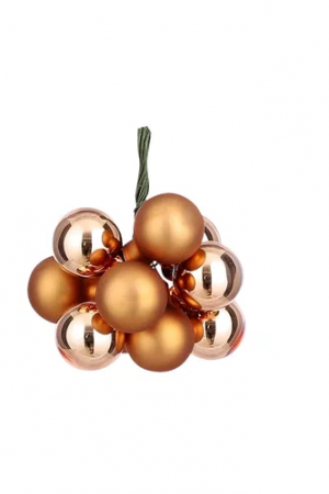 Гроздь стеклянных шаров Ягодный хоровод 2 см., 10 шт., песочный,  Christmas DeLuxe (87657/1)
