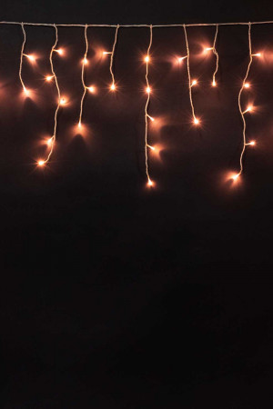 Светодиодная бахрома 3*0.5 м., 3 батарейки типа D 4.5V, 100 LED ламп орнжево-розового цвета, прозрачный силикон, LTC (ECC100-10-HGB)