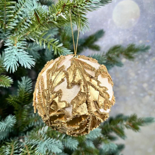 Винтажный шар Версаль 13 см., белый, Christmas DeLuxe (86613)