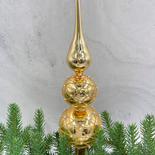 Елочная стеклянная макушка Золотая россыпь 31 см., золото, Christmas DeLuxe (13169) в Санкт-Петербурге
