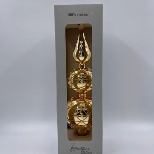 Елочная стеклянная макушка Золотая россыпь 31 см., золото, Christmas DeLuxe (13169) в Санкт-Петербурге