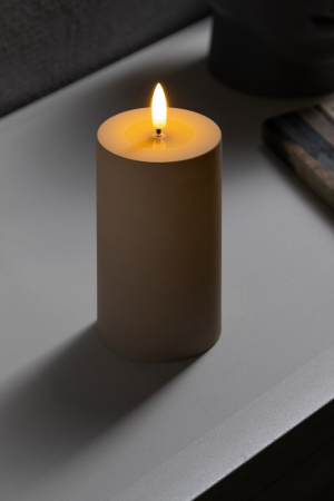Светодиодная свеча бежевая 7×15×7 см., пластик, батарейки ААх2, Luazon Lighting (9907600)