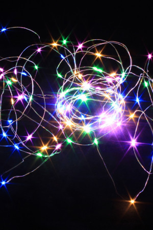 Светодиодная нить Роса 10 м., 100 разноцветных LED ламп, прозрачный провод, Winner Light (m.01.4T.100-)
