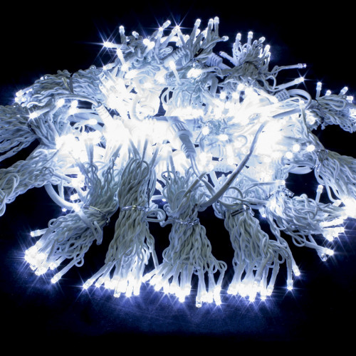 Светодиодный занавес с мерцающим диодом 2*3 м., 420 холодных белых LED ламп, белый провод, Winner Light (w.03.6W.420+)