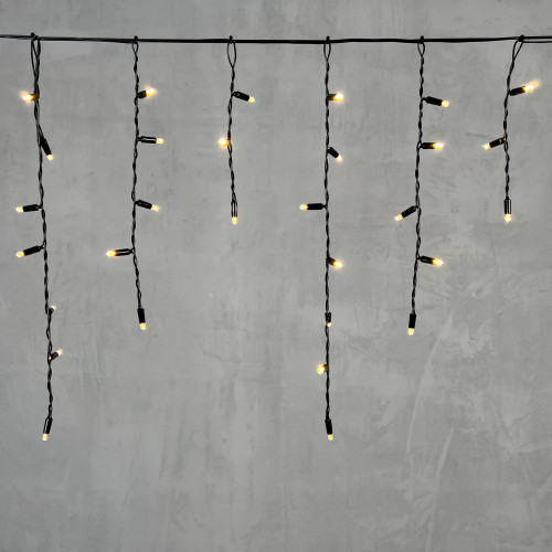  Светодиодная бахрома с колпачком 3,1*0,5 м., 120 теплых белых LED ламп, черный провод ПВХ, IP65, LTC (PIL120CAP-11-2WW) 