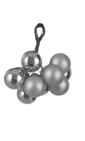  Гроздь стеклянных шаров Ягодный хоровод 2 см., 10 шт., серебро, Christmas De Luxe (86375/1) в Белгороде