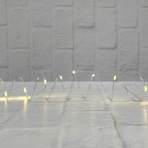 Гирлянда Роса на батарейках 30 теплых белых ламп, 290 см., серебряный провод, Christmas DeLuxe (87408)