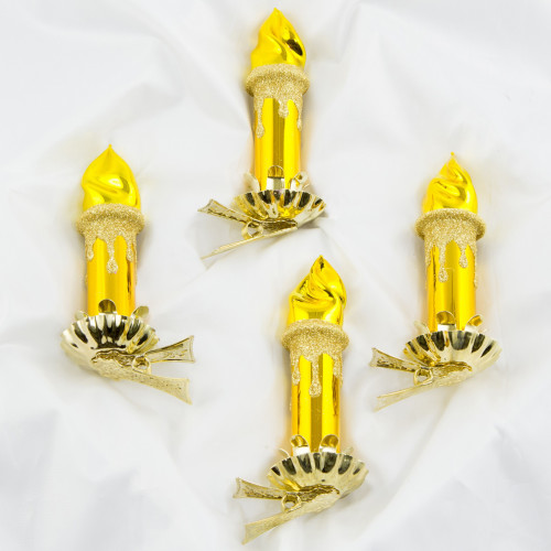 С472/2 Набор формовых игрушек Свечи 4 шт., стекло, золото,  Ёлочка в Санкт-Петербурге