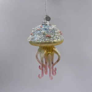 Елочное стеклянное украшение Медуза голубая 10 см., Christmas DeLuxe (87903)