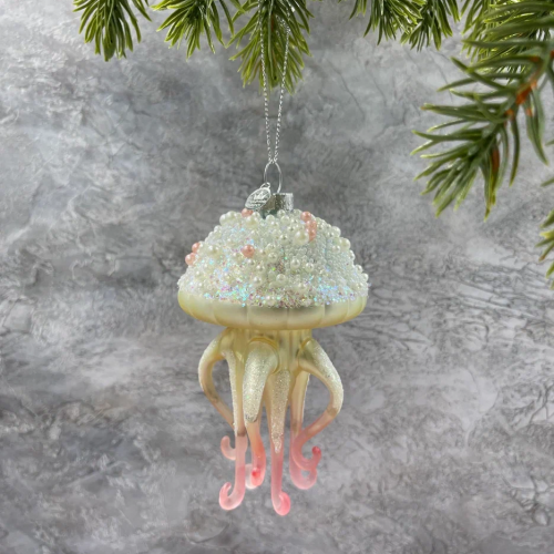 Елочное стеклянное украшение Медуза голубая 10 см., Christmas DeLuxe (87903)