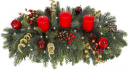 Подсвечник Богемия с декором на 3 свечи, 50 см., 30 теплых-белых Led ламп, Литая+ПВХ, ЕлкиТорг (52036)