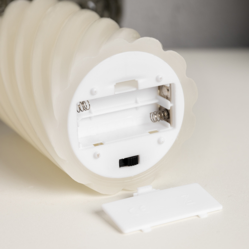 Светодиодная свеча Витая белая 7.5×12.5×7.5 см., пластик, воск, батарейки АААх2, Luazon Lighting (9907619)