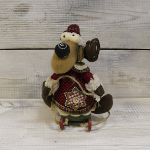 Новогоднее украшение Лось на санях 16 см, (ADA1338024A)