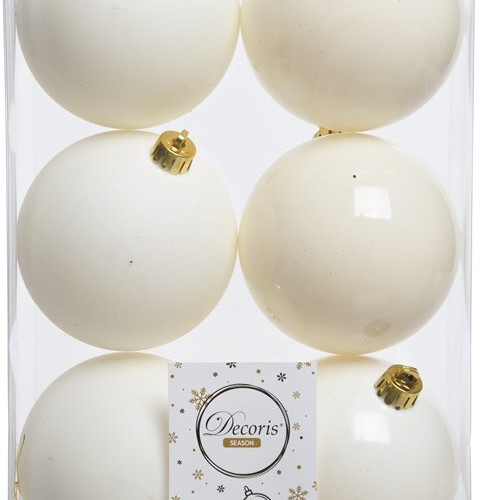 Набор пластиковых шаров Парис 80 мм, белый пух, 6 шт, Kaemingk (022108)