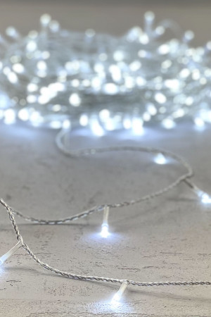 Светодиодная гирлянда 20 м., 200 холодных белых LED ламп, 24V., прозрачный силиконовый провод, IP65, Beauty Led (EST200-10-1W)