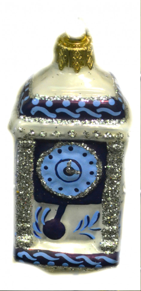 Ёлочное украшение "Часы Тумба" h-9 см., стекло, в подарочной упаковке, Батик (ФУ-102/2/Р)