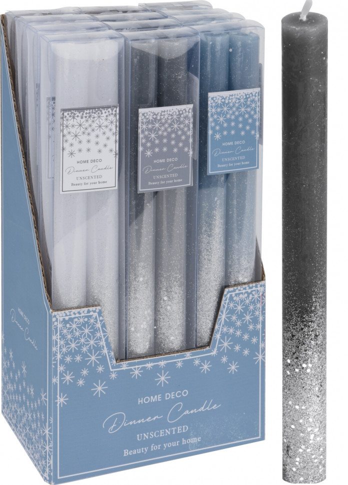  Свечи декоративные парафиновые Морозная дымка 25 см., набор 2 шт., черный, Koopman (ACC686220/2)  в Белгороде