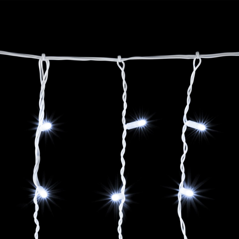  Светодиодная бахрома с колпачком 3,2 x 0,9 м белая 220В, 180 LED, провод белый ПВХ, IP65 (PIL180CAP-8-2W)
