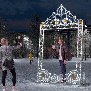 Светодиодная фотозона Селфи-рамка Винтаж 3.13 м., Conso (FZ302)