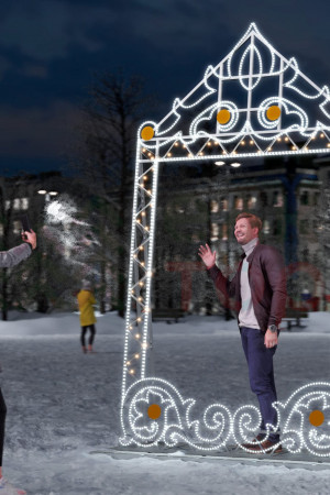 Светодиодная фотозона Селфи-рамка Винтаж 3.13 м., Conso (FZ302)