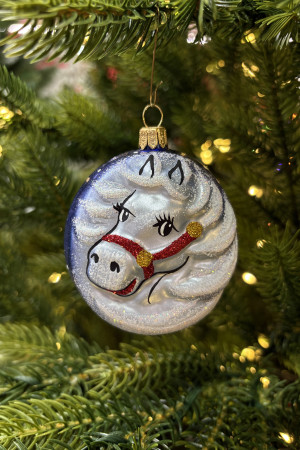 Ёлочное украшение Лошадка 90 мм., синий, стекло, Ёлочка (С1151/3)