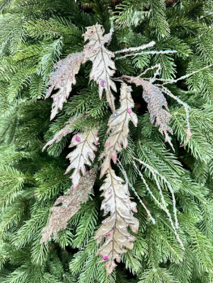 Ветвь Аканта персиково-серебристая 84 см., 1 шт., Christmas De Luxe (86669)