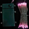 Светодиодная гирлянда 10 м., 3 батарейки типа D 4.5V, 100 LED ламп светло розового цвета, таймер, прозрачный провод, Beauty Led (EST100-4W10-8BP)
