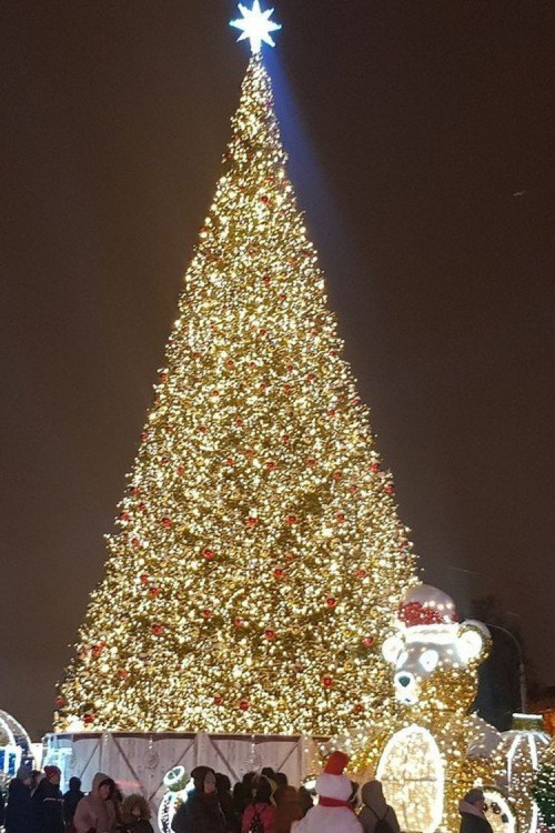 Уличная искусственная светодинамическая елка Альпийская зеленая 14 м., ствольная, ПВХ, Green Trees (GT14APVCLED) 