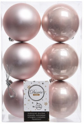 Набор пластиковых шаров Парис 80 мм, нежно-розовый, 6 шт, Kaemingk (022114)
