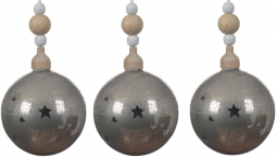 Набор стеклянных шаров  Млечный путь 80 мм, стальной, 3 шт, Kaemingh (129554/2)