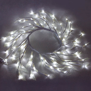 Светодиодная флористика Венок с листьями, 220V, 80 холодных белых LED ламп, белый провод, Beauty Led (WS-08091001)