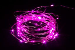 Светодиодная нить Роса 10 м., 100 розовых LED ламп, прозрачный провод, Winner (P.01.4T.100-)