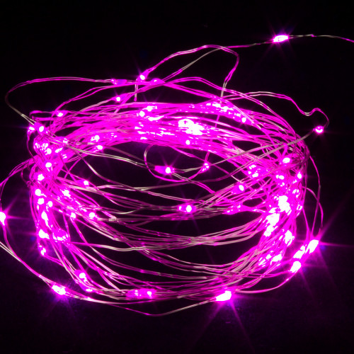 Светодиодная нить Роса 10 м., 100 розовых LED ламп, прозрачный провод, Winner (P.01.4T.100-)