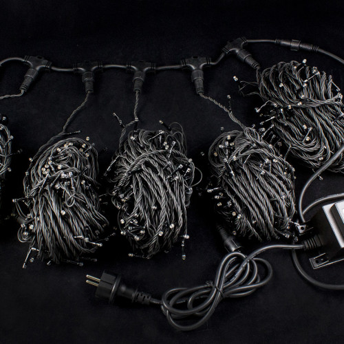 Гирлянда на дерево 5*20 м., 220V, 665 холодных белых LED ламп, черный каучук, Winner Light (w.07.7B.665*5+)