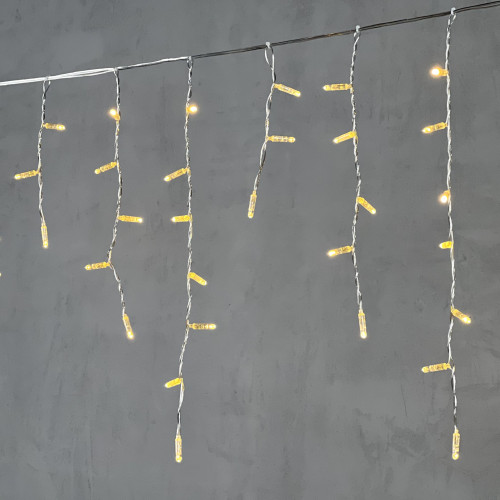  Светодиодная бахрома с колпачком 4,9 x 0,5 м тепло-белая 220В, 200 LED, провод прозрачный ПВХ, IP65 (PIL200CAP-10-2WW) 