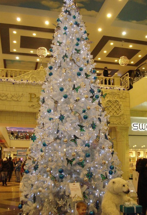 Интерьерная искусственная елка Рублевская белая 3,5 м., ствольная, ПВХ, Green Trees (GT3,5RUPVCW)