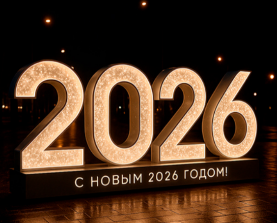 Светодиодные цифры "С Новым 2026 годом" 200 см., Сад Радости (SR020) в Шахты