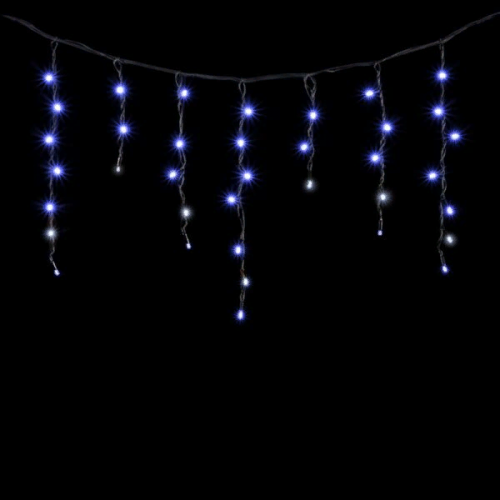 Светодиодная бахрома с колпачком 3,1*0,5 м., 120 синих LED ламп, мерцание, каучуковый черный провод, LTC (LL120BLW-1-2B)