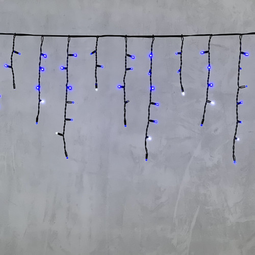 Светодиодная бахрома с колпачком 3,1*0,5 м., 120 синих LED ламп, мерцание, каучуковый черный провод, LTC (LL120BLW-1-2B)