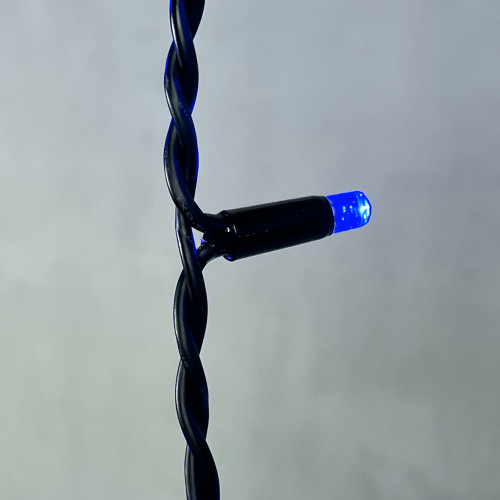 Светодиодная бахрома с колпачком 3,1*0,5 м., 120 синих LED ламп, мерцание, каучуковый черный провод, LTC (LL120BLW-1-2B)
