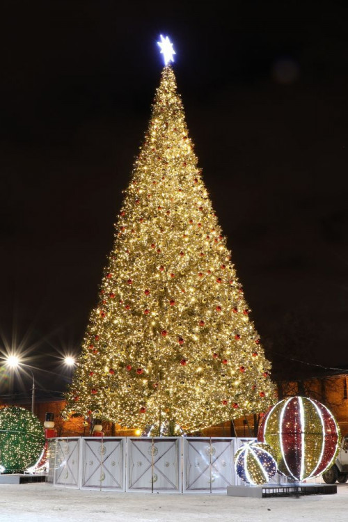 Уличная искусственная светодинамическая елка Альпийская зеленая 15 м., ствольная, ПВХ, Green Trees (GT15APVCLED) 