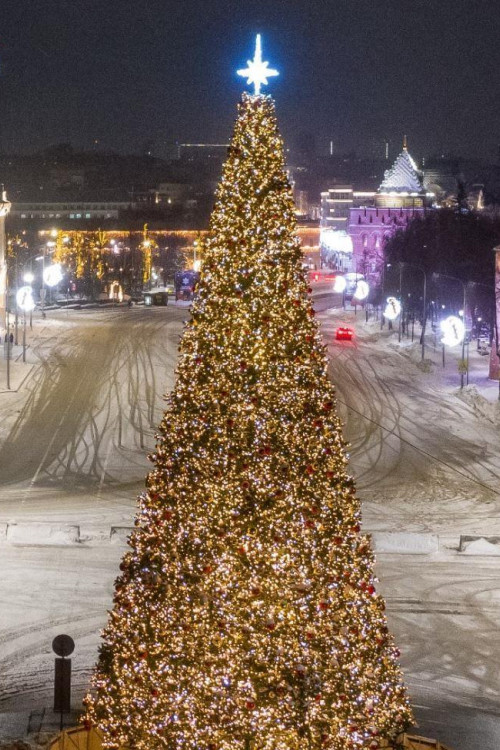 Уличная искусственная светодинамическая елка Альпийская зеленая 15 м., ствольная, ПВХ, Green Trees (GT15APVCLED) 