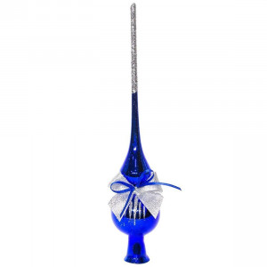 С281/2  Елочная макушка Лучик, стекло, синий,  Ёлочка