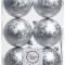 Набор пластиковых шаров Парис 80 мм, серебристый лед, 6 шт, Kaemingk (022122)