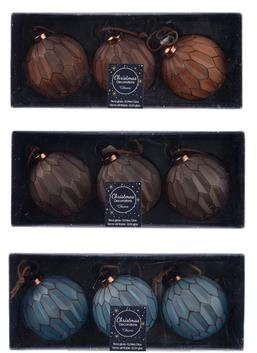 Набор стеклянных шаров  Лоренцо 80 мм, миндальный, 3 шт, Kaemingk (061030/3)