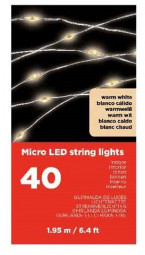 Светодтодная гирлянда Роса 1.95 м., 40 теплых белых LED ламп, 3 батарейки типа АА, Kaemingk (481735)