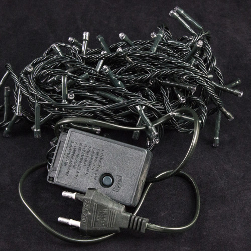 Светодиодная нить 7 м., 220V, 100 холодных белых LED ламп, контроллер, черный провод, Winner Light (w.01.5B.100-)