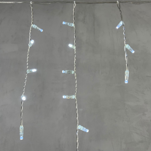  Светодиодная бахрома с колпачком 4,9 x 0,5 м белая 220В, 200 LED, провод прозрачный ПВХ, IP65 (PIL200CAP-10-2W)