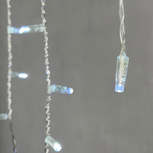  Светодиодная бахрома с колпачком 4,9 x 0,5 м белая 220В, 200 LED, провод прозрачный ПВХ, IP65 (PIL200CAP-10-2W)